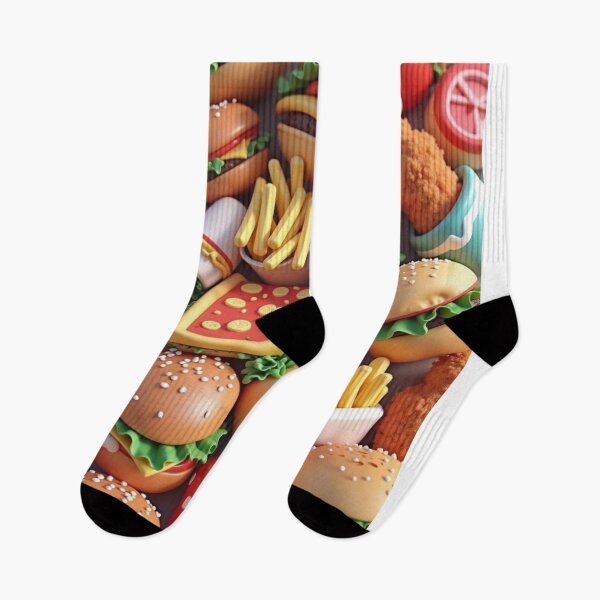 Item preview, SQUISHY FAST FOOD HAMBURGERS FRIES PIZZA CUTE KAWAII ART BACKGROUND #1 designed and sold by Arts4U.