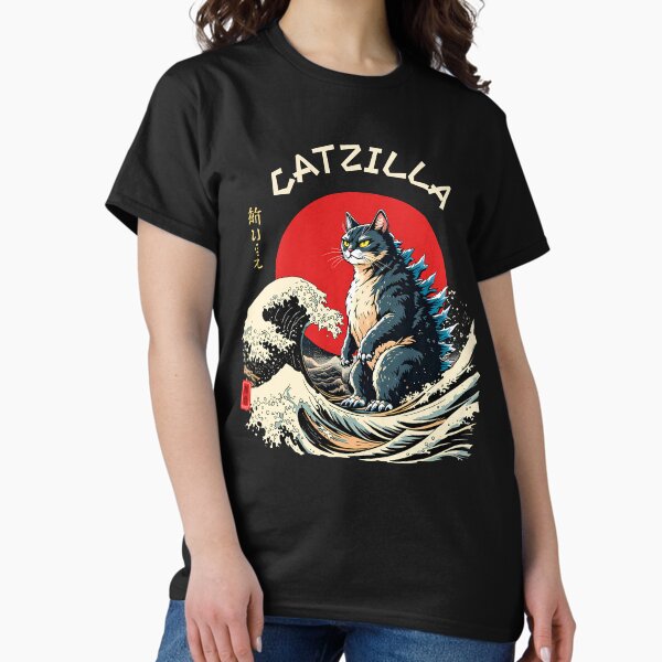 Vista previa del artículo con la obra «Divertido arte japonés del gato Catzilla», diseñado y vendido por Topmaxdesign.