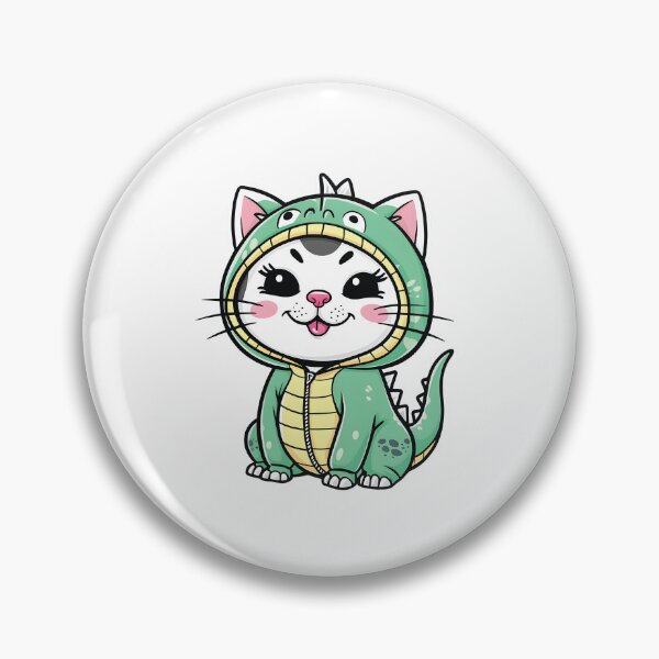Item preview, Adorable round faced white cats with bright  disguised as a dinosaur designed and sold by Ammar Studio.