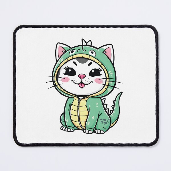 Item preview, Adorable round faced white cats with bright disguised as a dinosaur designed and sold by Ammar Studio.