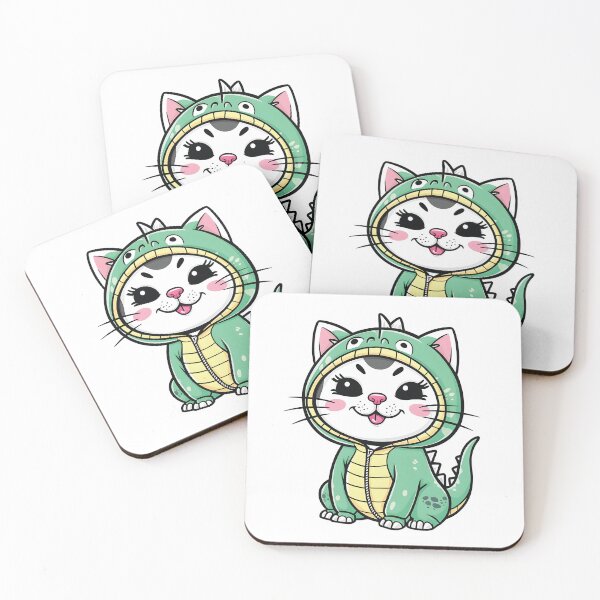 Item preview, Adorable round faced white cats with bright  disguised as a dinosaur designed and sold by Ammar Studio.
