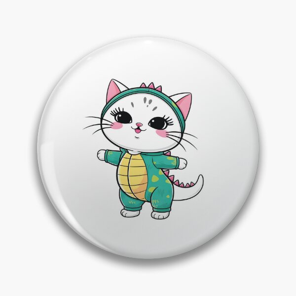 Item preview, white cat Dance Adorable round faced  -  with bright  disguised as a dinosaur designed and sold by Ammar Studio.