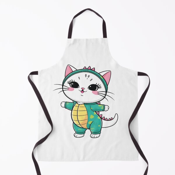Item preview, white cat Dance Adorable round faced - with bright disguised as a dinosaur designed and sold by Ammar Studio.