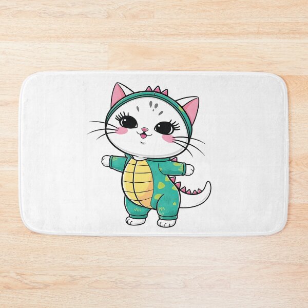Item preview, white cat Dance Adorable round faced  -  with bright  disguised as a dinosaur designed and sold by Ammar Studio.