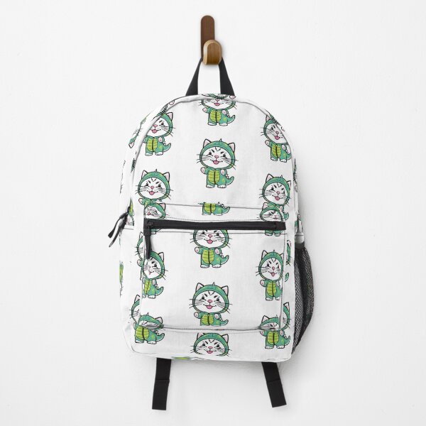 Item preview, white cat Happy Adorable round faced  -  with bright  disguised as a dinosaur designed and sold by Ammar Studio.