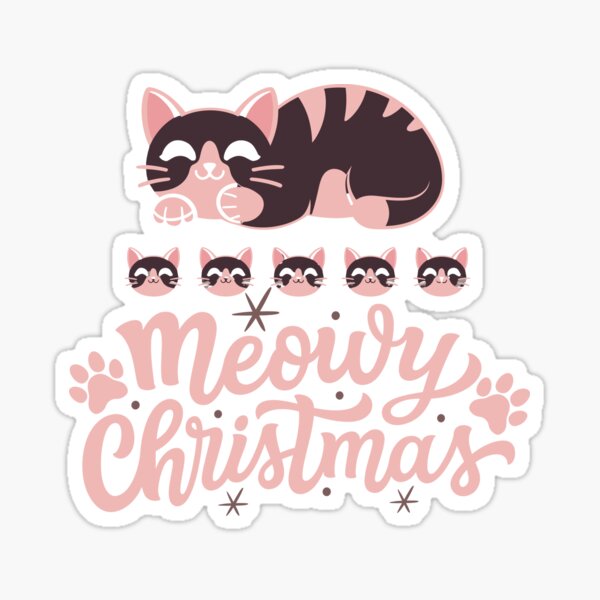 merry christmas happy mom cat animals Sticker
