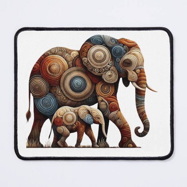 Item preview, Mother and Baby Elephant Tee Shirt Design - Earth Tone Spiral Art designed and sold by BlankCanvasHaHa.