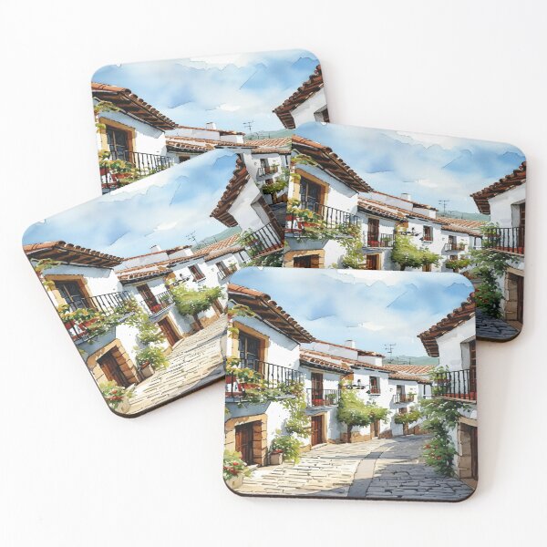 Item preview, Charming Small Historic Town Illustration – Cozy Vintage Houses Art Print & Home Decor designed and sold by PNG PAPER STUDIO.
