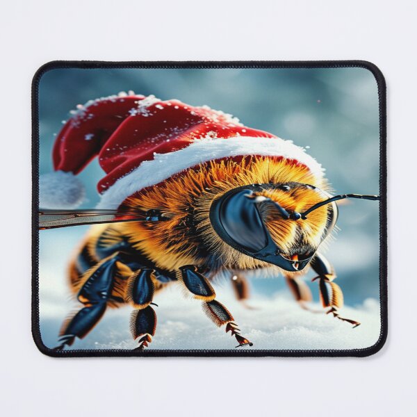 Item preview, Festive Bee with Santa Hat – Cute Holiday Illustration Art Print & Decor designed and sold by PNG PAPER STUDIO.