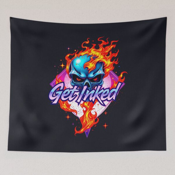 Item preview, Get Inked Cool Fire Skull Tattoo Design  designed and sold by TheArtOfPat.