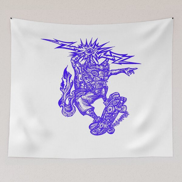 Item preview, blue skater jaguar the one carrying the lightning designed and sold by UrielCalavera.