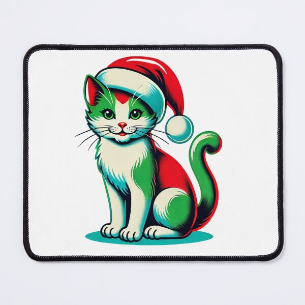 Item preview, Festive Retro Christmas Cat in Santa Hat designed and sold by takeng07.