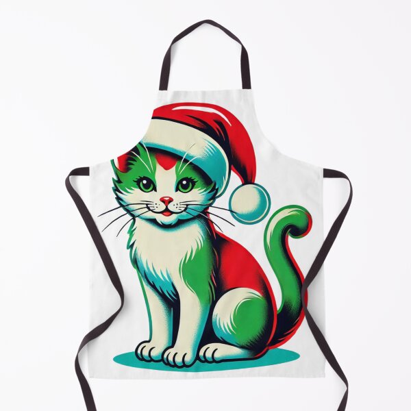 Item preview, Festive Retro Christmas Cat in Santa Hat designed and sold by takeng07.