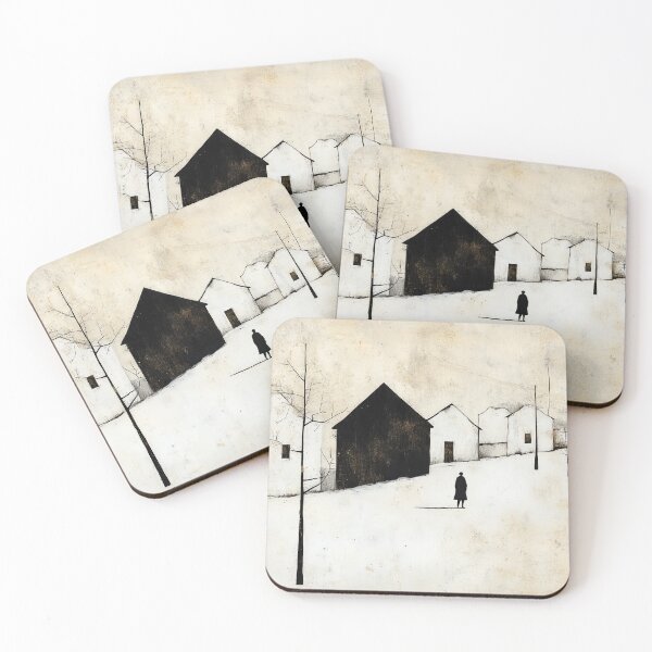 Item preview, Minimalist Village Vintage Winter Scene designed and sold by MaryFiore.