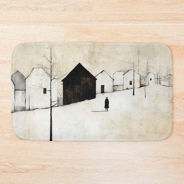 Item preview, Minimalist Village Vintage Winter Scene designed and sold by MaryFiore.