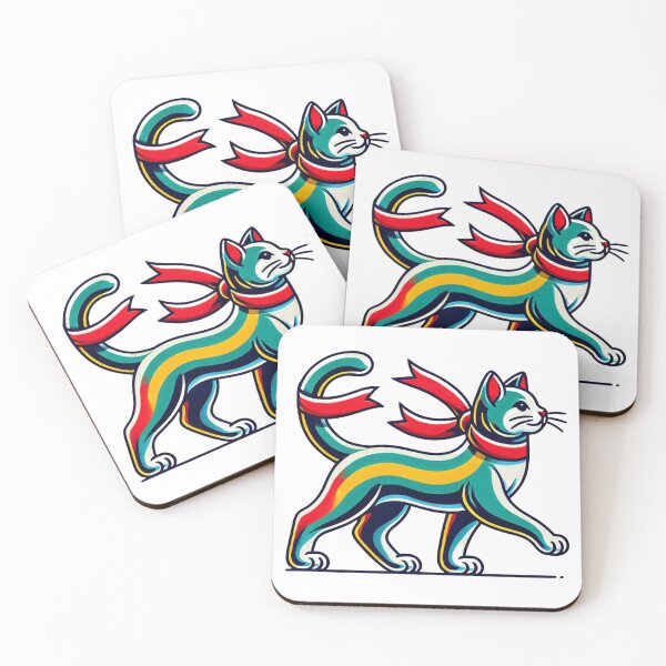 Item preview, Festive Retro Cat with Holiday Ribbon designed and sold by takeng07.