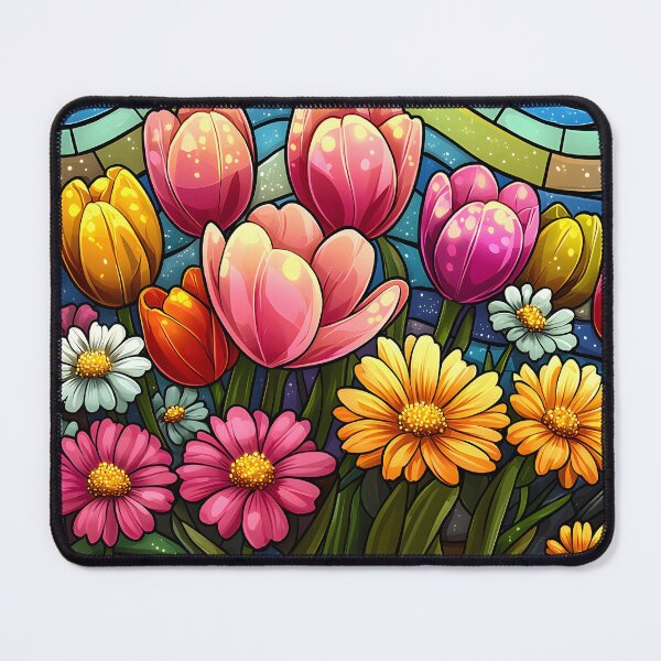 Item preview, Stained Glass of Tulips Under a Magical Night designed and sold by Cozirlax.