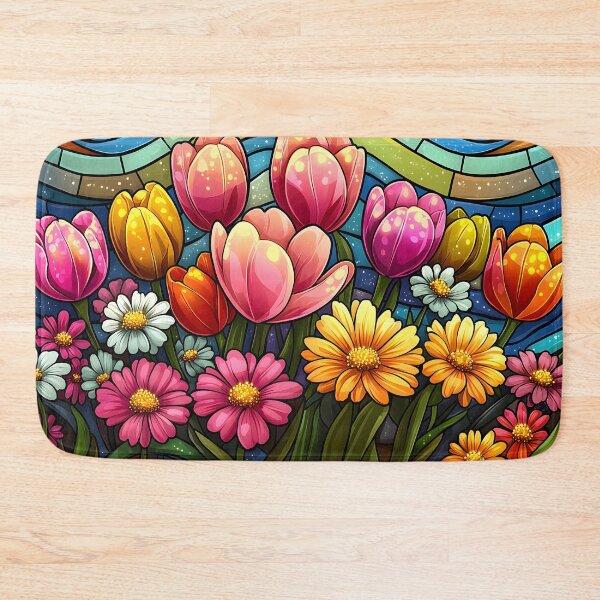 Item preview, Stained Glass of Tulips Under a Magical Night designed and sold by Cozirlax.