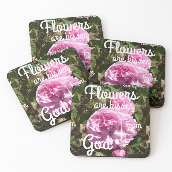 Item preview, Flowers are Kisses From God - Inspirational Quotes Pink Vintage Roses Sparkle Pattern designed and sold by Sarah Rajkotwala.