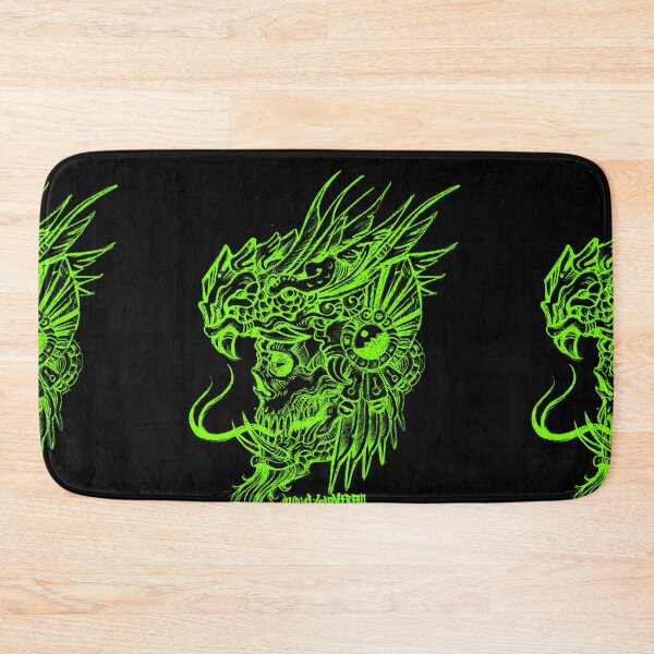 Item preview, green quetzalcoatl skull designed and sold by UrielCalavera.