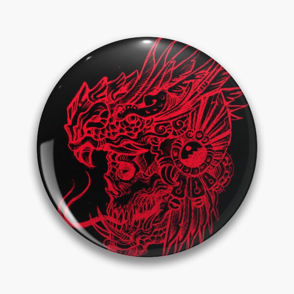 Item preview, red quetzalcoatl skull designed and sold by UrielCalavera.