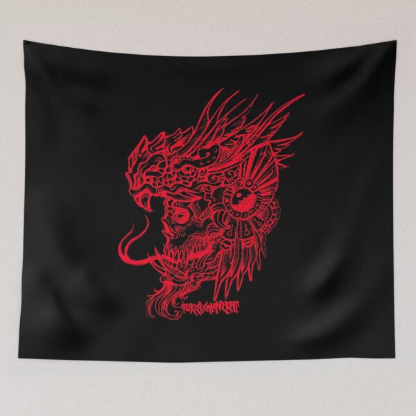 Item preview, red quetzalcoatl skull designed and sold by UrielCalavera.