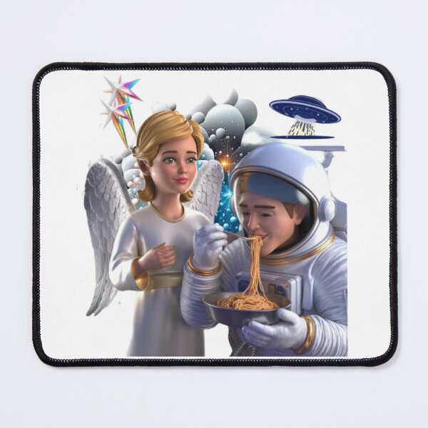 Item preview, Heavenly Angel with Astronaut eating spaghetti in Space designed and sold by DivineHaven.