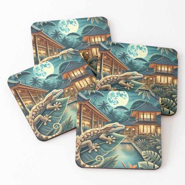 Item preview, Tropical Night Gecko Near Balinese Resort  designed and sold by NocturnalNook.