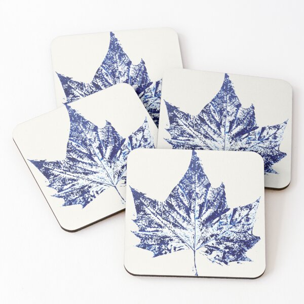 Item preview, hand printed plant print navy blue one maple leaf  arts  designed and sold by ColorandColor.