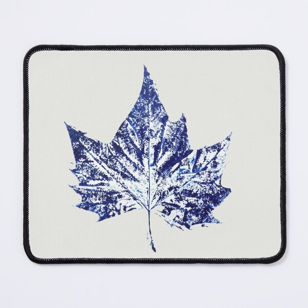 Item preview, hand printed plant print navy blue one maple leaf arts designed and sold by ColorandColor.