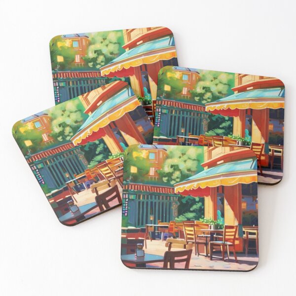 Item preview, Gouache Café Dreamscape Illustration designed and sold by BlareBlare.