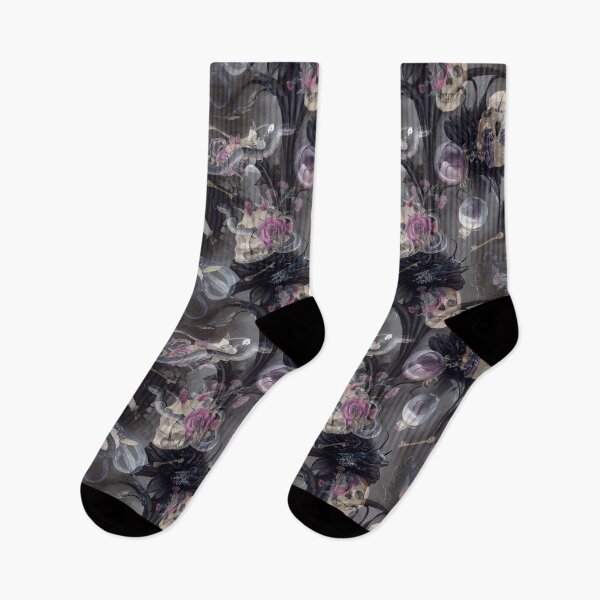 Item preview, "Blooming Shadows" – Detailed Gothic Skull and Floral Artwork designed and sold by Sanskrati.