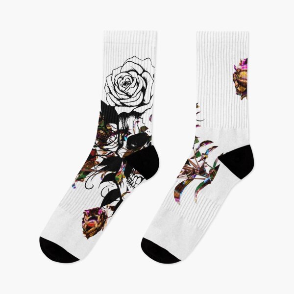 Item preview, "Spectral Bloom" – Gothic Skull with Holographic Flower Bunch Artwork designed and sold by Sanskrati.