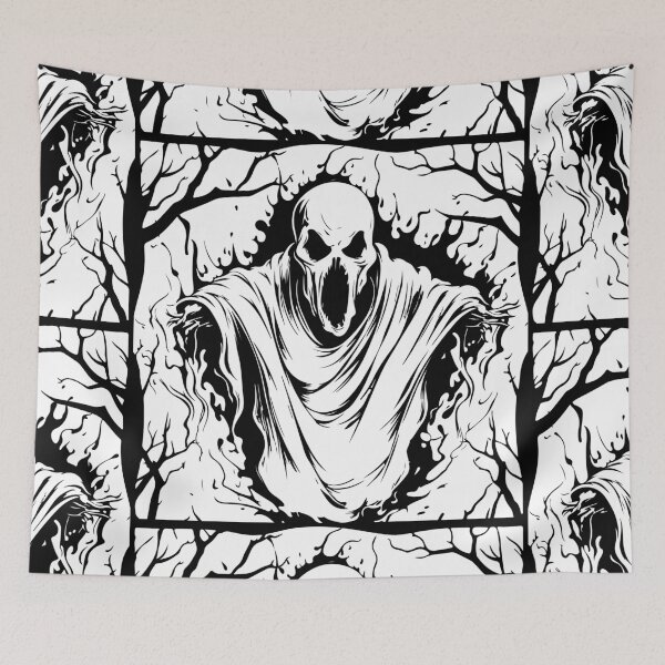 Item preview, "Spectral Terror" – Intricately Detailed Ghostly Horror Artwork designed and sold by Sanskrati.