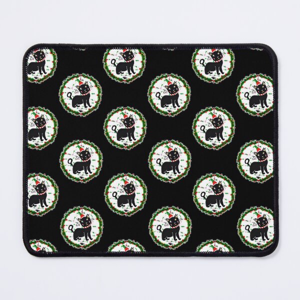 Item preview, Christmas Black Cat with Santa Hat and Festive Wreath designed and sold by Cherry-Cat.