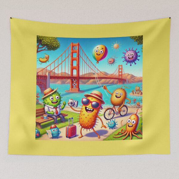 Item preview, Microbes Visit the Golden Gate Bridge designed and sold by AdoraSticks.