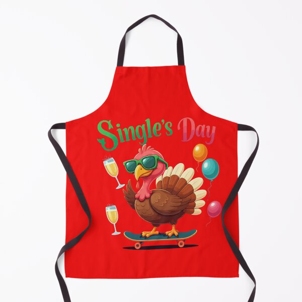 Item preview, Turkey Party on Single's Day – Sparkling Bubble Glasses, Skateboarding, and Red Background! designed and sold by maritas22.