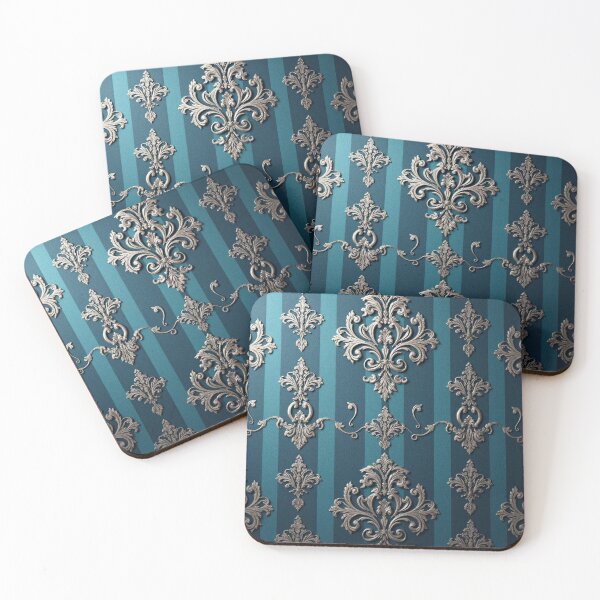 Item preview, Turquoise Stripes & Ombre Black Damask designed and sold by DesignsByPrnces.