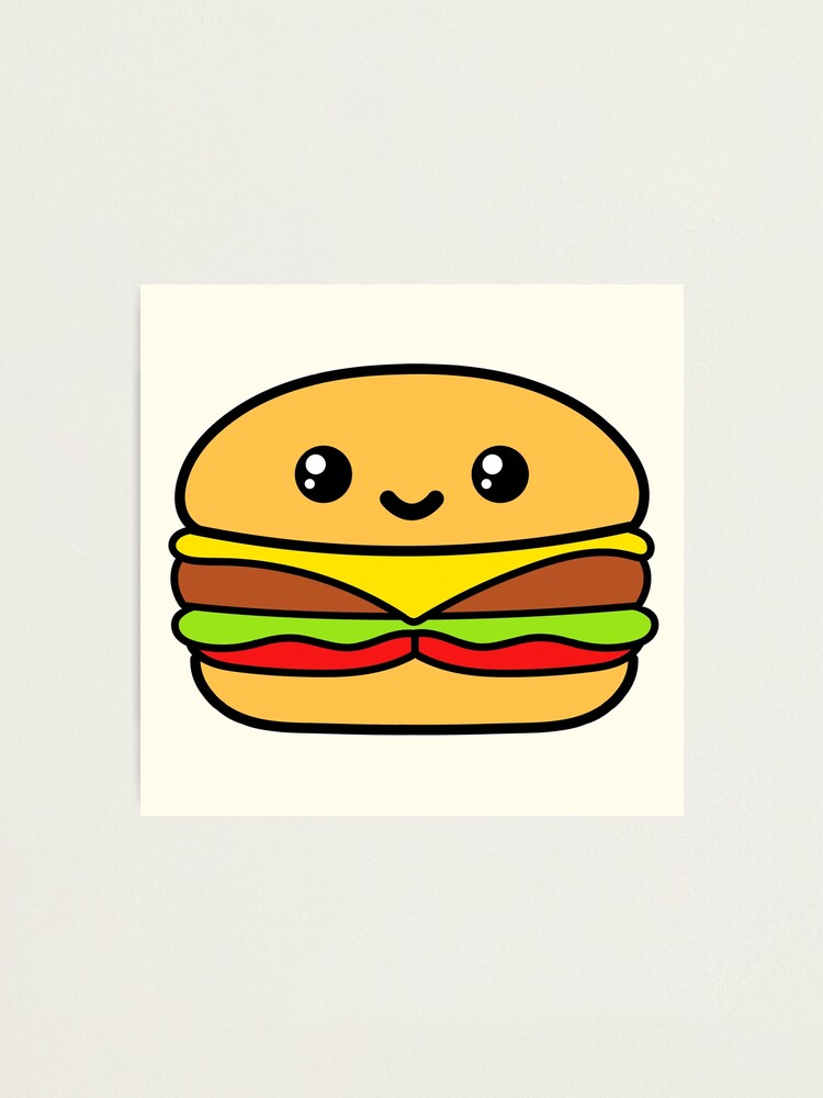 Burger Cute Kawaii Food Photographic Print By Awesomekawaii Redbubble