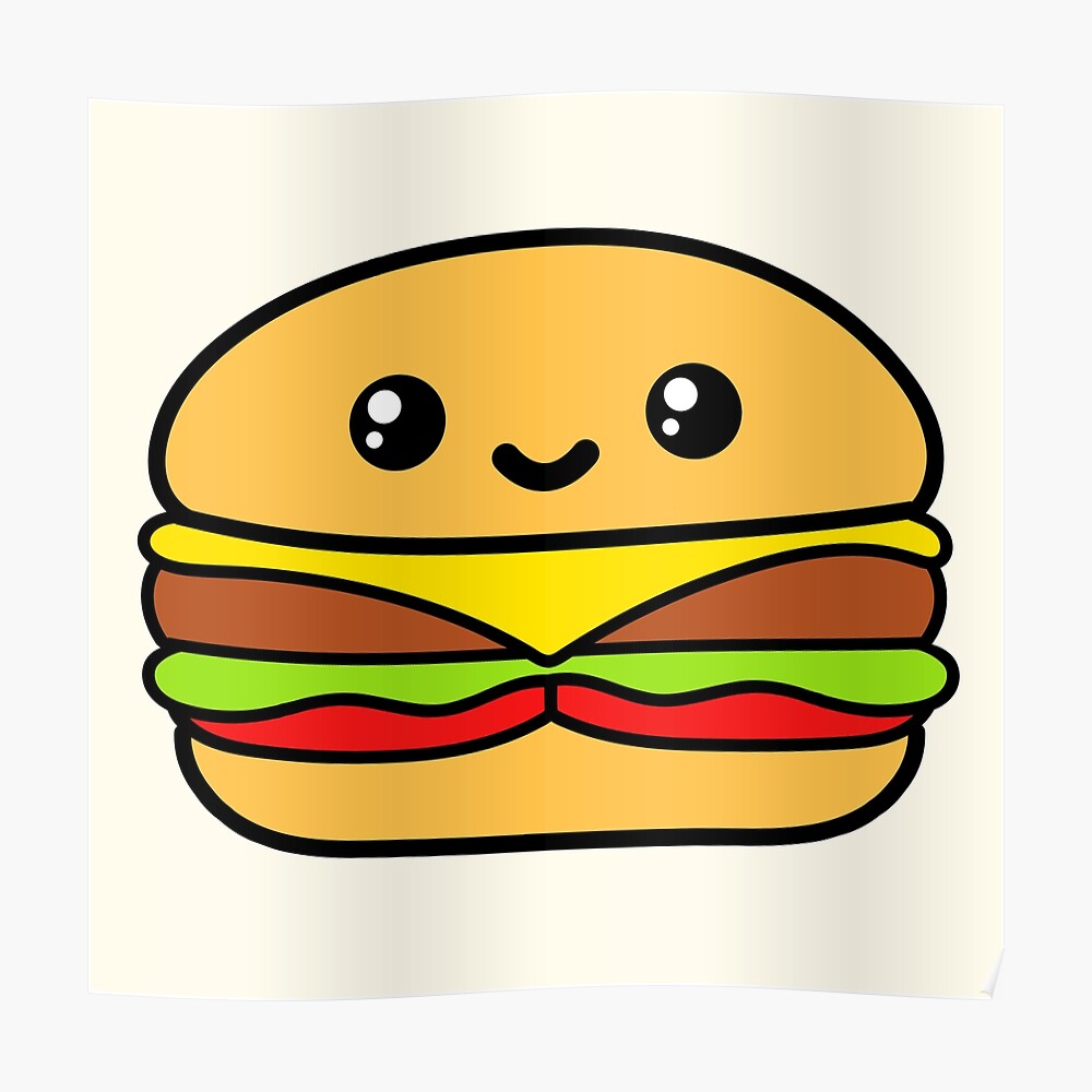 Burger Cute Kawaii Food Sticker By Awesomekawaii Redbubble