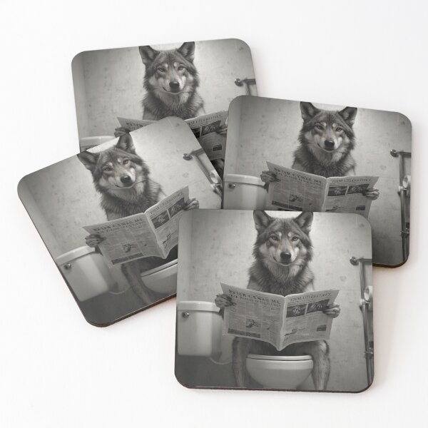 Item preview, Wise Wolf’s Bathroom Break – Funny Animal Art designed and sold by vk09.