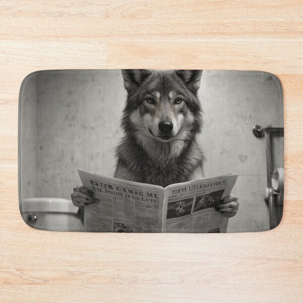 Item preview, Wise Wolf’s Bathroom Break – Funny Animal Art designed and sold by vk09.