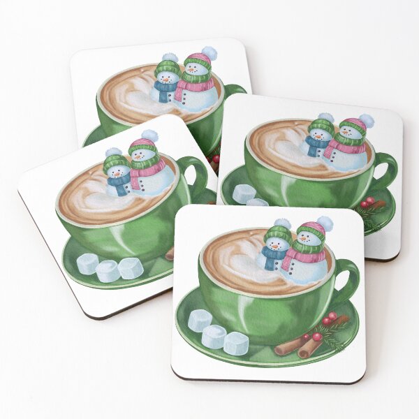 Item preview, Festive Green Mug with Snowman Toppers in Hot Cocoa designed and sold by AllaMashycheva.