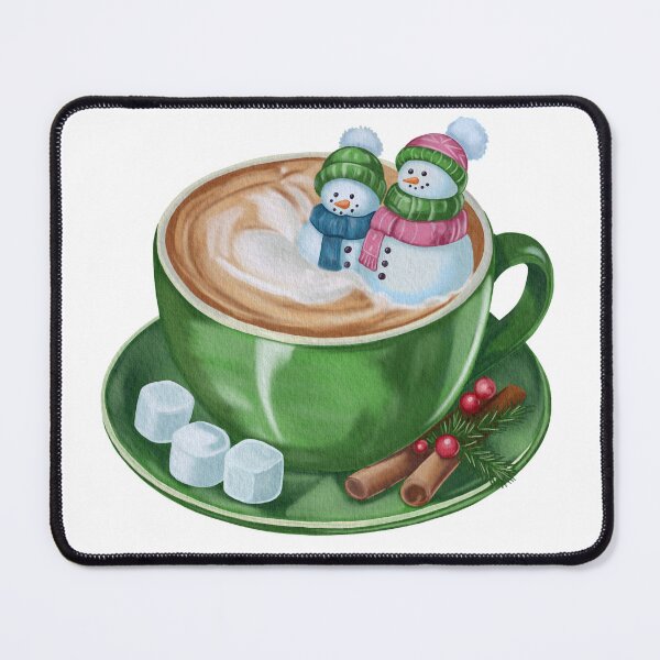 Item preview, Festive Green Mug with Snowman Toppers in Hot Cocoa designed and sold by AllaMashycheva.