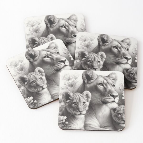 Item preview, Black and white lioness pencil drawing designed and sold by Pencil-Art.