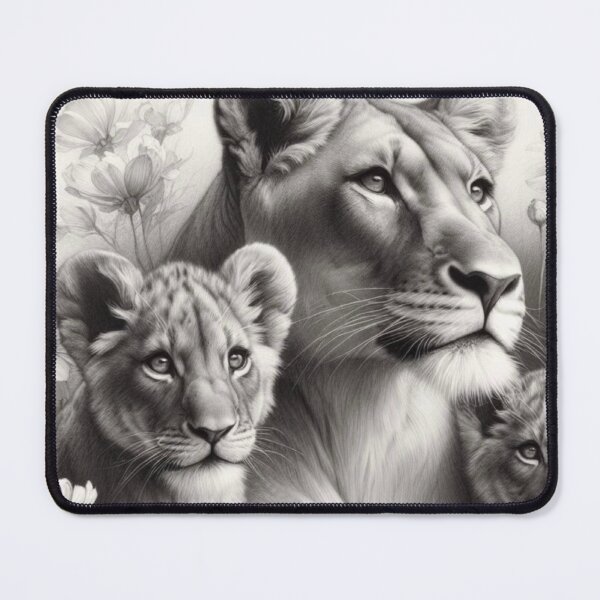 Item preview, Black and white lioness pencil drawing designed and sold by Pencil-Art.