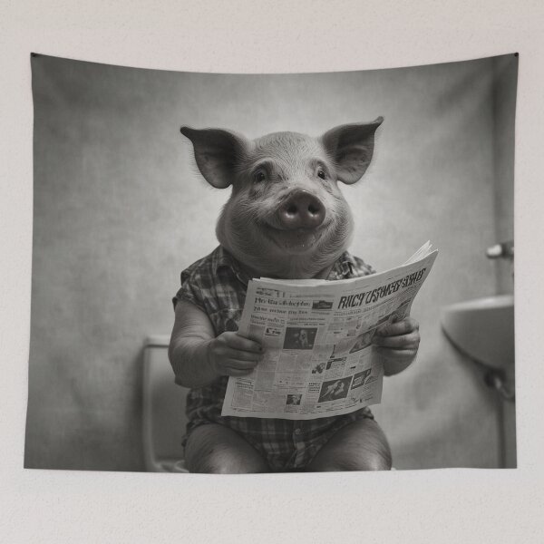 Item preview, Piggy's Bathroom Break – Comedic Animal Art designed and sold by vk09.