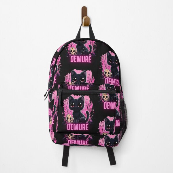 Item preview, Demure Pastel Goth Black Cat With Cherry Blossom & Skulls designed and sold by KawaiiMotto.