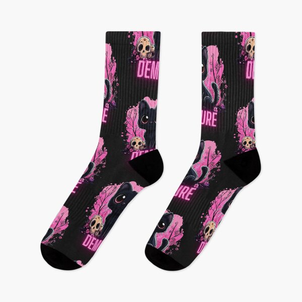 Item preview, Demure Pastel Goth Black Cat With Cherry Blossom & Skulls designed and sold by KawaiiMotto.