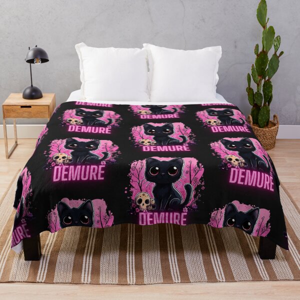 Item preview, Demure Pastel Goth Black Cat With Cherry Blossom & Skulls designed and sold by KawaiiMotto.